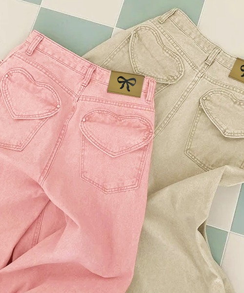 core core(コアコア)の「ハートバックポケットカラーデニムパンツ(デニムパンツ・レディース・ベージュ/ピンク・S/M/L)」の14枚目の写真