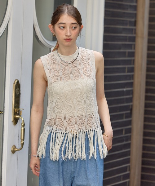 GEORGE'S(ジョージズ)の「裾フリンジベスト(ベスト・レディース・オフホワイト/ブラック・FREE)」の22枚目の写真