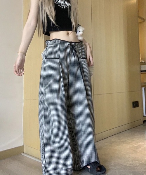 shyam inspiration(シャムインスピレーション)の「ギンガムチェックイージーパンツ(その他パンツ・レディース・ブラック・L/M)」の14枚目の写真