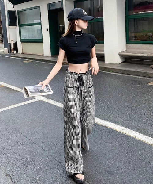 shyam inspiration(シャムインスピレーション)の「ギンガムチェックイージーパンツ(その他パンツ・レディース・ブラック・L/M)」の7枚目の写真