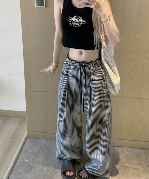 shyam inspiration(シャムインスピレーション)の「ギンガムチェックイージーパンツ(その他パンツ・レディース・ブラック・L/M)」の17枚目の写真