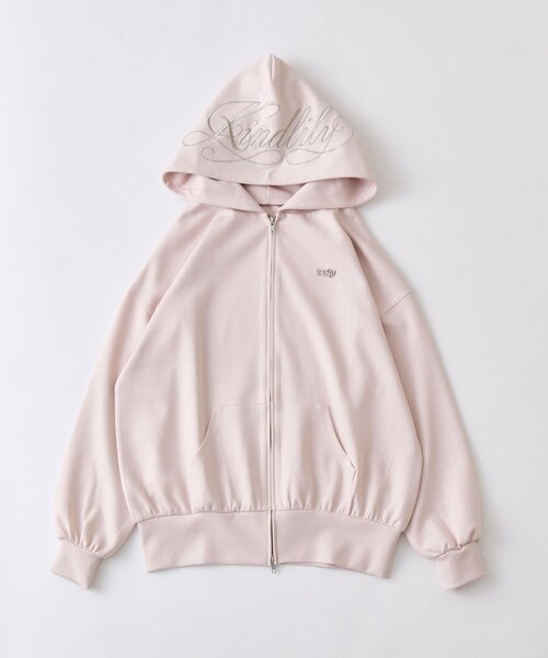 OLIVE des OLIVE（オリーブデオリーブ）の「フードロゴ刺繍キラキラパーカー（ベスト・レディース・オフホワイト/ブラック/ピンク/トップグレー・FREE）」の4枚目の写真