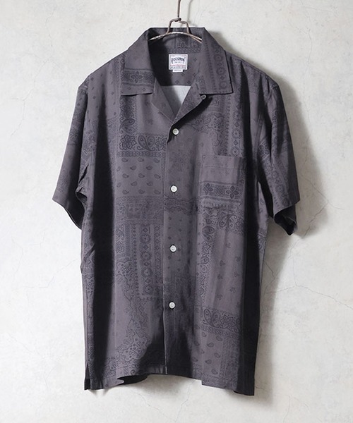 HOUSTON(ヒューストン)の「【26SS新色追加】HOUSTON ヒューストン BANDANA ALOHA SHIRT バンダナ アロハシャツ / 開襟シャツ(シャツ/ブラウス・メンズ・イエローゴールド/ネイビー/ブラック/ナチュラル/ミント/チャコール・M/XXL/XL/L)」の7枚目の写真