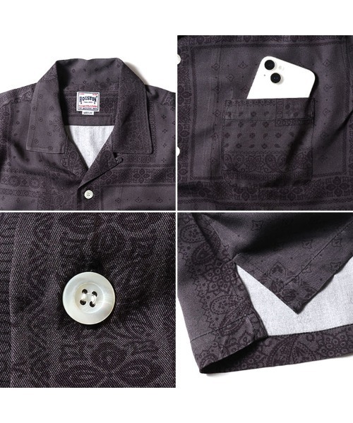 HOUSTON(ヒューストン)の「【26SS新色追加】HOUSTON ヒューストン BANDANA ALOHA SHIRT バンダナ アロハシャツ / 開襟シャツ(シャツ/ブラウス・メンズ・イエローゴールド/ネイビー/ブラック/ナチュラル/ミント/チャコール・M/XXL/XL/L)」の14枚目の写真