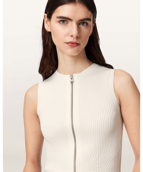 ALLSAINTS(オールセインツ)の「CRUZ ZIP SLIM FIT WAISTCOAT | CRUZ ジップ スリム フィット ウエストコート(ベスト・レディース・ホワイト・XS)」の1枚目の写真