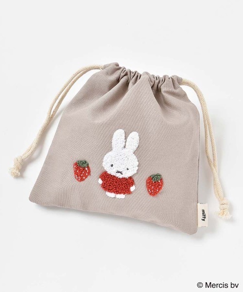 Miffy( ミッフィー)の「miffyスプリングサガラ刺繍巾着(ポーチ・レディース・ベージュ/グレー・FREE)」の10枚目の写真