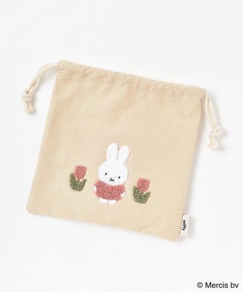 Miffy( ミッフィー)の「miffyスプリングサガラ刺繍巾着(ポーチ・レディース・ベージュ/グレー・FREE)」の6枚目の写真