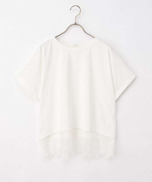 Honeys(ハニーズ)の「【ハニさら・接触冷感・UVカット・遮熱】裾レーストップス(Tシャツ/カットソー・レディース・キャメル/アイボリー/ブラック/ブルーグリーン・L/LL/M/S)」の14枚目の写真