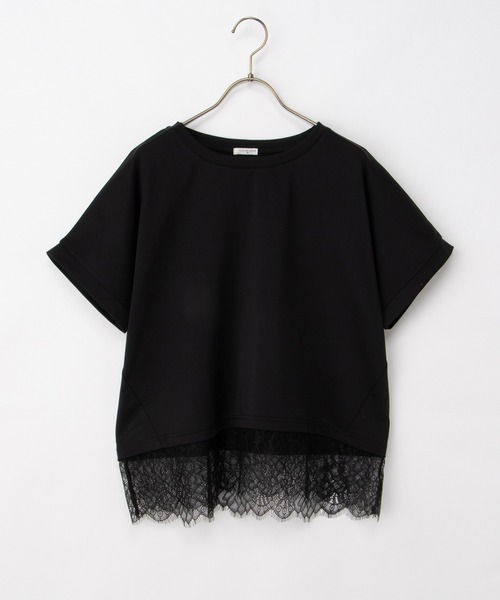 Honeys(ハニーズ)の「【ハニさら・接触冷感・UVカット・遮熱】裾レーストップス(Tシャツ/カットソー・レディース・キャメル/アイボリー/ブラック/ブルーグリーン・L/LL/M/S)」の16枚目の写真