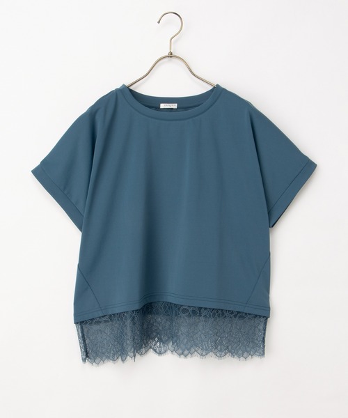 Honeys(ハニーズ)の「【ハニさら・接触冷感・UVカット・遮熱】裾レーストップス(Tシャツ/カットソー・レディース・キャメル/アイボリー/ブラック/ブルーグリーン・L/LL/M/S)」の18枚目の写真
