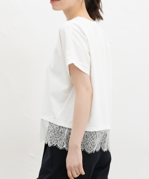Honeys(ハニーズ)の「【ハニさら・接触冷感・UVカット・遮熱】裾レーストップス(Tシャツ/カットソー・レディース・キャメル/アイボリー/ブラック/ブルーグリーン・L/LL/M/S)」の22枚目の写真