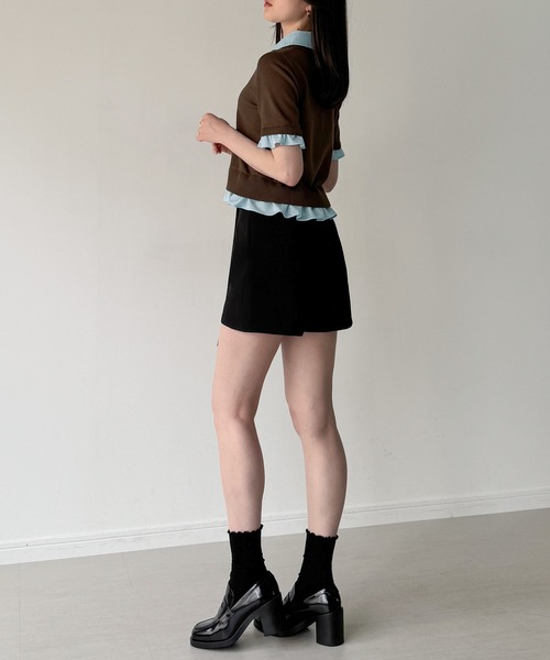 junoah(ジュノア)の「レイヤードフリルポロニット(ニット/セーター・レディース・ブラウン/ネイビー/ブラック・LARGE/MEDIUM)」の5枚目の写真