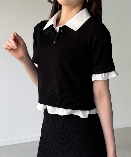 junoah(ジュノア)の「レイヤードフリルポロニット(ニット/セーター・レディース・ブラウン/ネイビー/ブラック・LARGE/MEDIUM)」の13枚目の写真