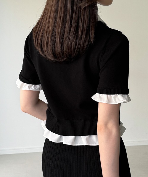 junoah(ジュノア)の「レイヤードフリルポロニット(ニット/セーター・レディース・ブラウン/ネイビー/ブラック・LARGE/MEDIUM)」の14枚目の写真