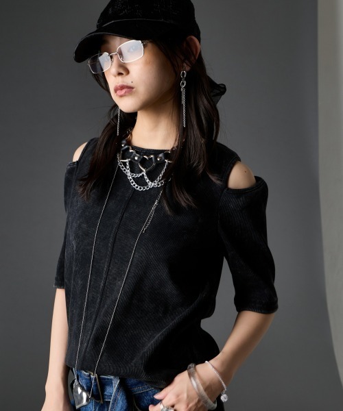 GEVS.（ジェイヴィス）の「オープンショルダーテレコプルオーバー＜大きいサイズ有＞GEVS.（Tシャツ/カットソー・レディース・スミクロ/イエロー・5L/4L/3L/LL/L/M）」の22枚目の写真