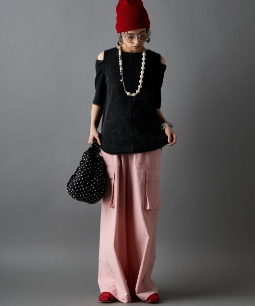 GEVS.（ジェイヴィス）の「オープンショルダーテレコプルオーバー＜大きいサイズ有＞GEVS.（Tシャツ/カットソー・レディース・スミクロ/イエロー・5L/4L/3L/LL/L/M）」の10枚目の写真