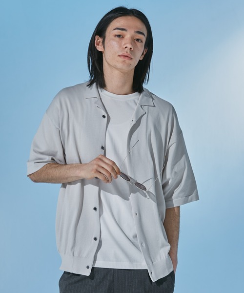 URBAN RESEARCH DOORS（アーバンリサーチドアーズ）の「『UR TECH』 サマシェア ニットカーディガン（カーディガン/ボレロ・メンズ・ネイビー/ベージュ系その他・LARGE/MEDIUM）」の2枚目の写真