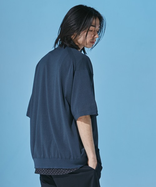 URBAN RESEARCH DOORS（アーバンリサーチドアーズ）の「『UR TECH』 サマシェア ニットカーディガン（カーディガン/ボレロ・メンズ・ネイビー/ベージュ系その他・LARGE/MEDIUM）」の7枚目の写真