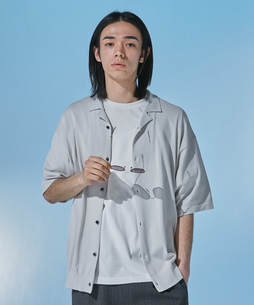 URBAN RESEARCH DOORS（アーバンリサーチドアーズ）の「『UR TECH』 サマシェア ニットカーディガン（カーディガン/ボレロ・メンズ・ネイビー/ベージュ系その他・LARGE/MEDIUM）」の11枚目の写真