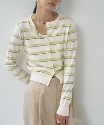 GALLEST（ギャレスト）の「【一部店舗限定】クルーネックボーダーカーディガン（カーディガン/ボレロ）」