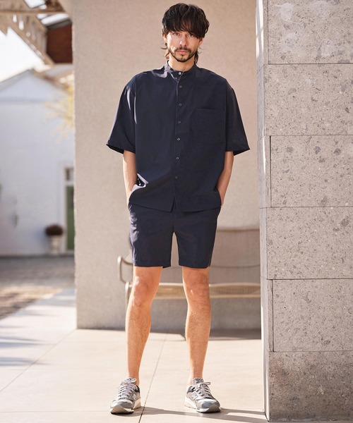 CAMBIO(カンビオ)の「mhs2620-アイスファブリックバンドカラーSSシャツ(15082M26CM)(シャツ/ブラウス・メンズ・ネイビー/ホワイト/カーキ・M/L/XL)」の12枚目の写真