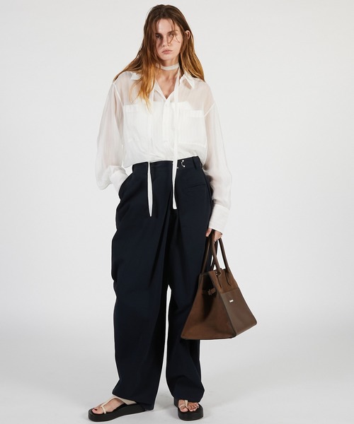 PRANK PROJECT（プランクプロジェクト）の「【2026Summer Pre-Order】アシンメトリードレープパンツ / Asymmetrical Drape Pants（その他パンツ・レディース・ネイビー/ブルー/カーキ・36/38）」の4枚目の写真