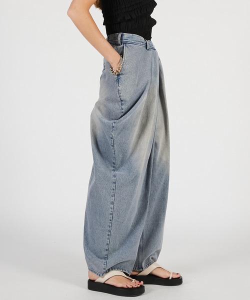 PRANK PROJECT（プランクプロジェクト）の「【2026Summer Pre-Order】アシンメトリードレープパンツ / Asymmetrical Drape Pants（その他パンツ・レディース・ネイビー/ブルー/カーキ・36/38）」の18枚目の写真