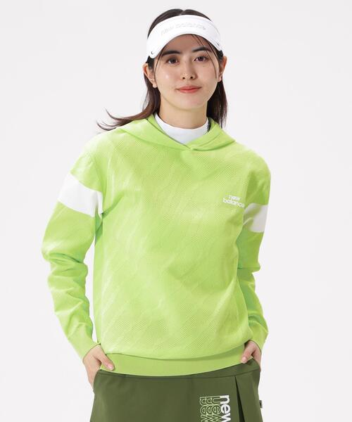 New Balance Golf(ニューバランスゴルフ)の「【new balance golf】ゼブラ柄 ニット プルオーバー フーディー (WOMENS)(パーカー・レディース・ブラック/ホワイト/イエロー・MEDIUM/LARGE/SMALL)」の3枚目の写真