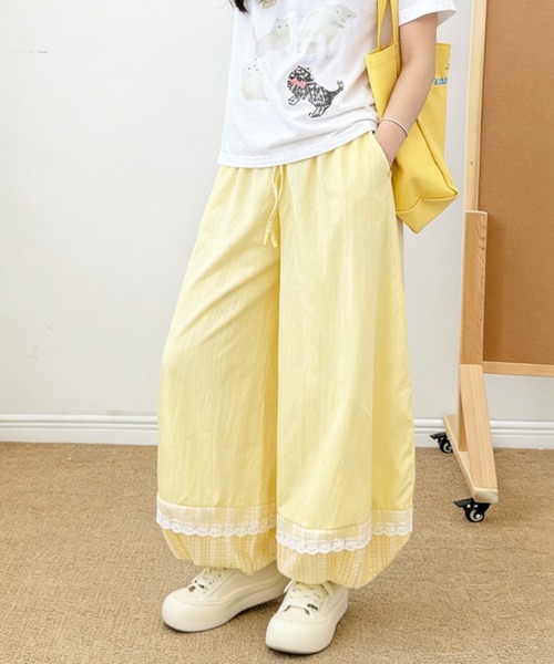 SHOUYO(ショウヨウ)の「レース切替 ワイドイージーパンツ(その他パンツ・レディース・グリーン・M)」の10枚目の写真