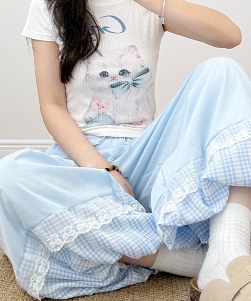 SHOUYO(ショウヨウ)の「レース切替 ワイドイージーパンツ(その他パンツ・レディース・グリーン・M)」の14枚目の写真