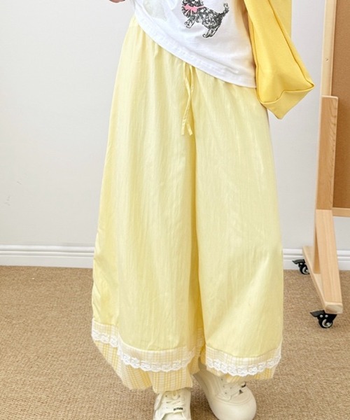 SHOUYO(ショウヨウ)の「レース切替 ワイドイージーパンツ(その他パンツ・レディース・グリーン・M)」の6枚目の写真
