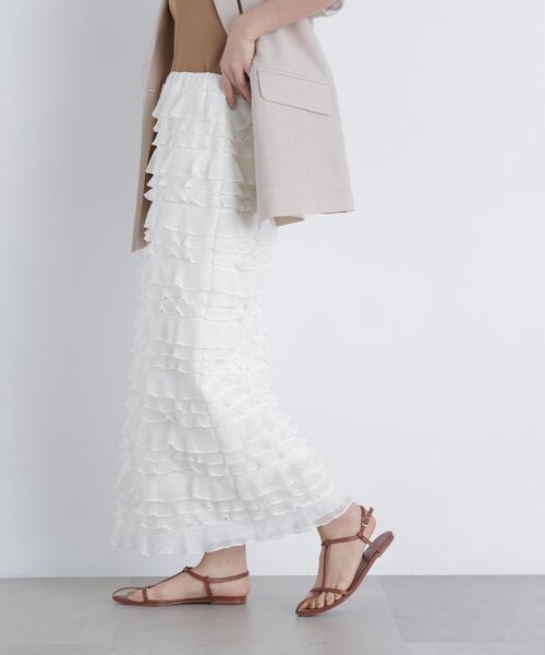 N.(N. Natural Beauty Basic)(エヌエヌナチュラルビューティーベーシック)の「フリルティアードナロースカート(スカート・レディース・オフホワイト/ブラック・P/S/MEDIUM)」の14枚目の写真