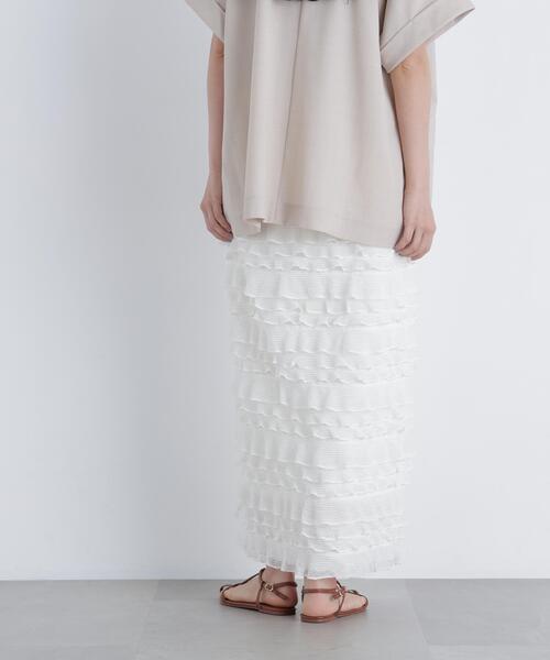 N.(N. Natural Beauty Basic)(エヌエヌナチュラルビューティーベーシック)の「フリルティアードナロースカート(スカート・レディース・オフホワイト/ブラック・P/S/MEDIUM)」の15枚目の写真