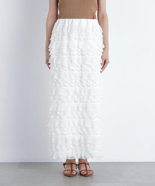 N.(N. Natural Beauty Basic)(エヌエヌナチュラルビューティーベーシック)の「フリルティアードナロースカート(スカート・レディース・オフホワイト/ブラック・P/S/MEDIUM)」の19枚目の写真