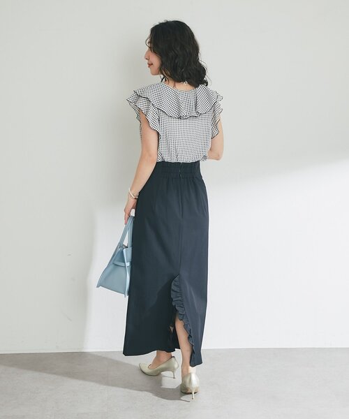La boutique BonBon(ラブティックボンボン)の「【モテ女子の味方】サテンサッカーラッフルブラウス(シャツ/ブラウス・レディース・ホワイト/サックスブルー/ブラック・FREE)」の20枚目の写真