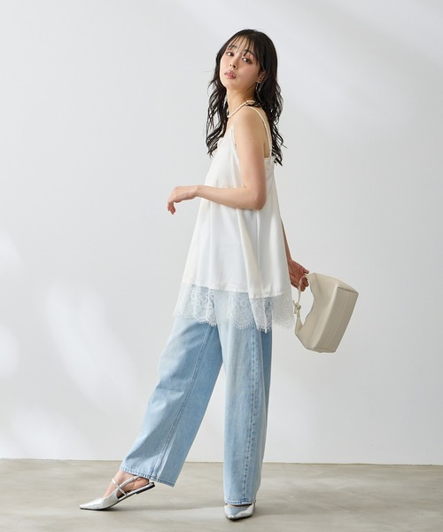 Anclear oui(アンクリアウィ)の「サテンレースキャミチュニック(キャミソール・レディース・White/ドット/Black/ホワイト系その他・F)」の16枚目の写真