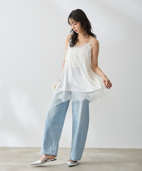 Anclear oui(アンクリアウィ)の「サテンレースキャミチュニック(キャミソール・レディース・White/ドット/Black/ホワイト系その他・F)」の17枚目の写真