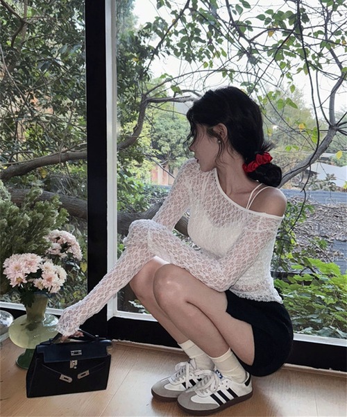 HALEY PESCA(ヘーリーペスカ)の「HALEY PESCA/シースルーレーストップス(Tシャツ/カットソー・レディース・ブラック/ホワイト・MEDIUM/SMALL)」の13枚目の写真