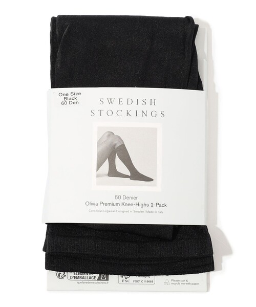 SWEDISH STOCKING(スウェディッシュストッキングス)の「SWEDISH STOCKINGS 2-Pack Olivia knee-Highs ニーハイソックス(ソックス/靴下・レディース・ブラック・FREE)」の1枚目の写真