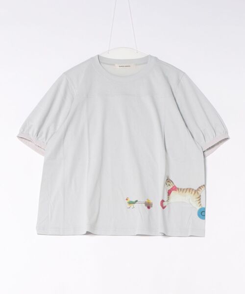 SUPER HAKKA（スーパーハッカ）の「SUPER　HAKKA×マツモトヨーコ　30／－天竺　「My　little　friends」プリントTシャツ（Tシャツ/カットソー・レディース・ネイビー/レッド/ライトグレー・FREE）」の2枚目の写真