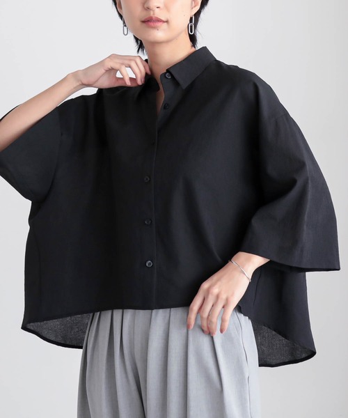 for/c(フォーシー)の「フレアシルエットシャツ【サスティナブル】(シャツ/ブラウス・レディース・ブラック/ライトブラウン/オフホワイト・L/M)」の22枚目の写真