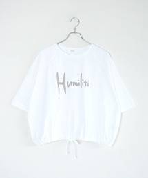 SOLAMONAT（ソラモナ）の「パフ天竺 裾ヒモ五分袖プルオーバー プリント Humilite（Tシャツ/カットソー）」