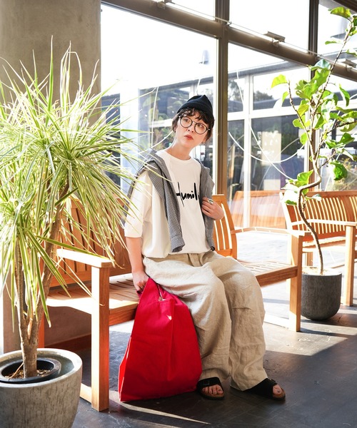 SOLAMONAT（ソラモナ）の「パフ天竺 裾ヒモ五分袖プルオーバー プリント Humilite（Tシャツ/カットソー・レディース・杢グレー/ホワイト×グレー/ホワイト×ブラック/ブラック/キナリ・FREE）」の9枚目の写真
