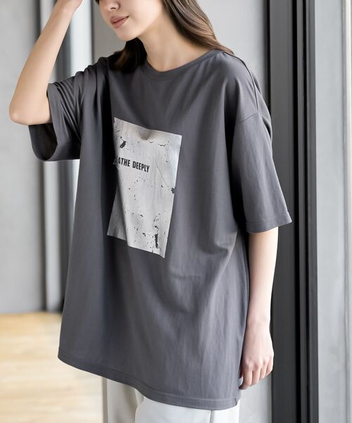 rps(アールピーエス)の「カノコ箔プリントT(Tシャツ/カットソー・レディース・ブラック/オフホワイト/ホワイト系その他2/チャコールグレー・フリー)」の4枚目の写真