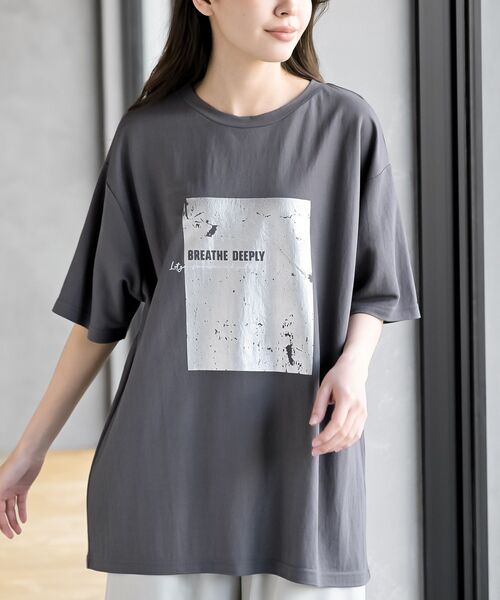 rps(アールピーエス)の「カノコ箔プリントT(Tシャツ/カットソー・レディース・ブラック/オフホワイト/ホワイト系その他2/チャコールグレー・フリー)」の17枚目の写真