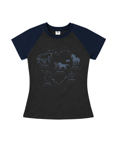 VENHIT(ベンヒット)の「ループハートユニコーン レグランスリムフィット 半袖Tシャツ(Tシャツ/カットソー・レディース・マジェンタ/スカイブルー/ライム/ネイビー・SMALL/MEDIUM/LARGE)」の3枚目の写真