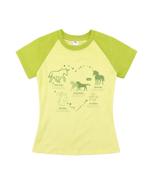 VENHIT(ベンヒット)の「ループハートユニコーン レグランスリムフィット 半袖Tシャツ(Tシャツ/カットソー・レディース・マジェンタ/スカイブルー/ライム/ネイビー・SMALL/MEDIUM/LARGE)」の2枚目の写真