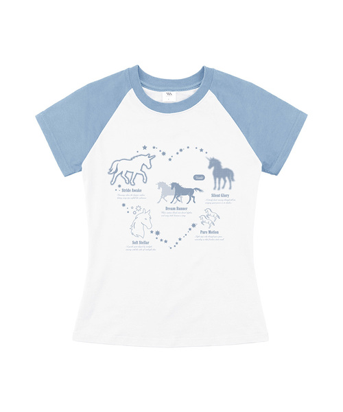 VENHIT(ベンヒット)の「ループハートユニコーン レグランスリムフィット 半袖Tシャツ(Tシャツ/カットソー・レディース・マジェンタ/スカイブルー/ライム/ネイビー・SMALL/MEDIUM/LARGE)」の1枚目の写真