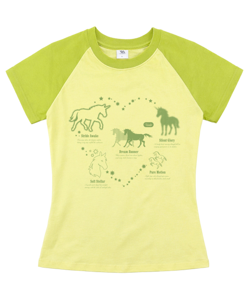 VENHIT(ベンヒット)の「ループハートユニコーン レグランスリムフィット 半袖Tシャツ(Tシャツ/カットソー・レディース・マジェンタ/スカイブルー/ライム/ネイビー・SMALL/MEDIUM/LARGE)」の5枚目の写真