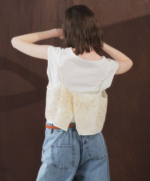 YECCA VECCA（イェッカヴェッカ）の「【尾崎紗代子さん着用】[2点SET]刺繍メッシュキャミセットコットンTee（Tシャツ/カットソー・レディース・ライトベージュ/ブラック・FREE）」の13枚目の写真